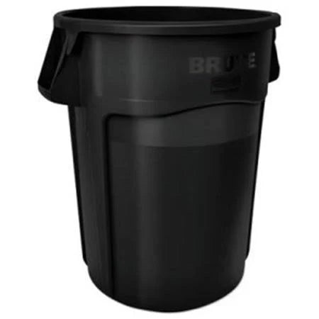 55 Gal Vented Round Brute Container Black Q99341