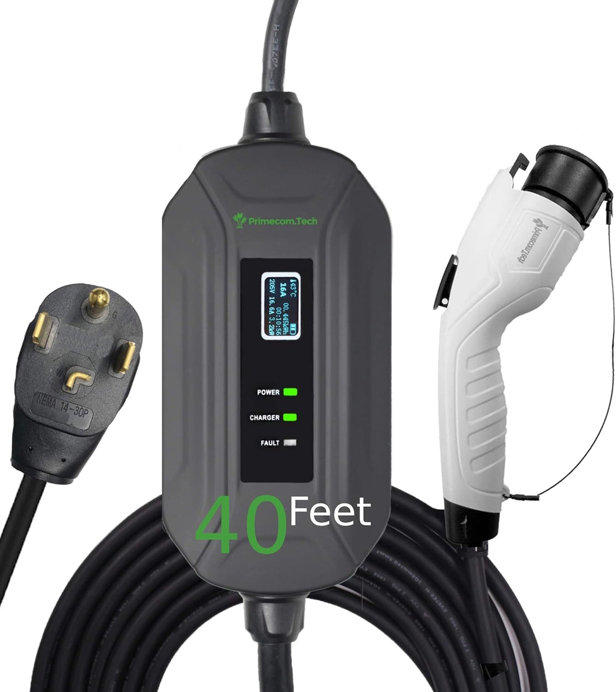 Portable Level 2 Electric Vehicle Charger, 16Amp, 30 Feet D90326
