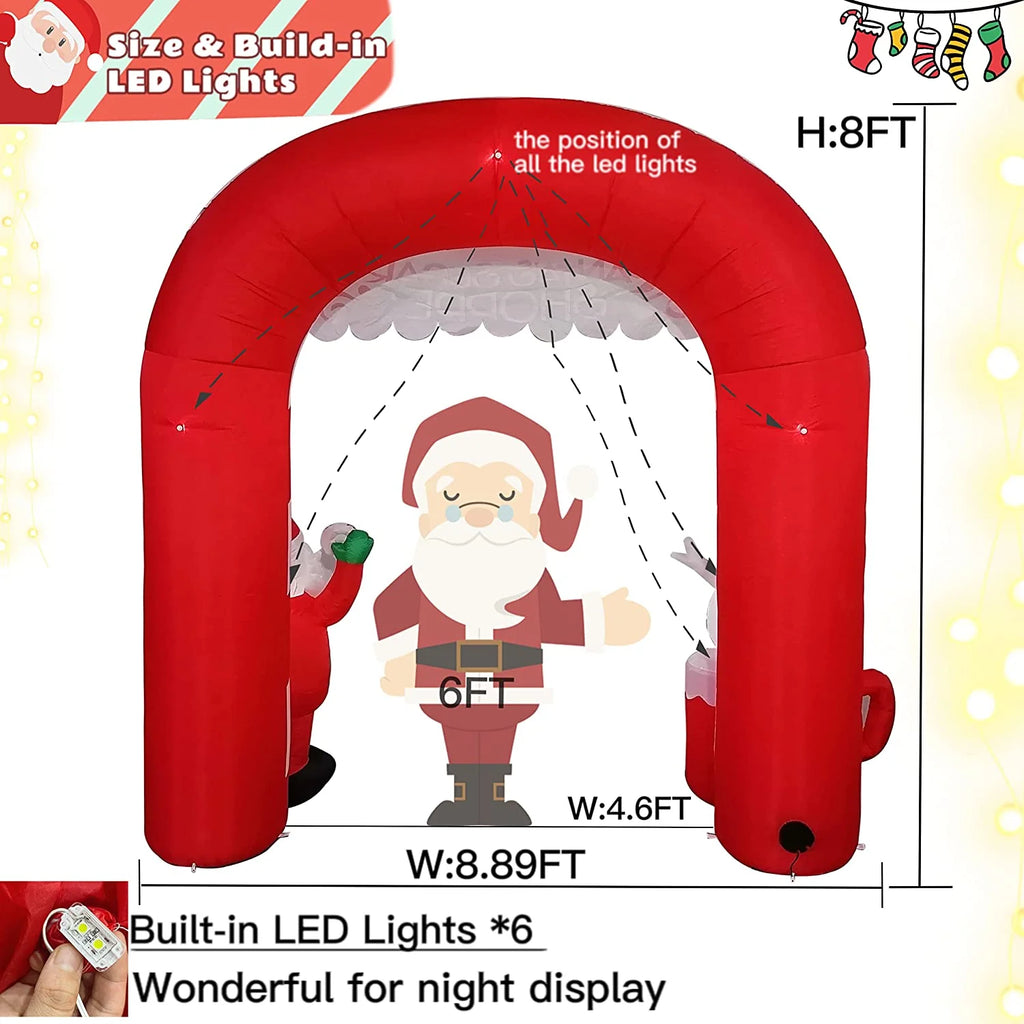 Inflatable Christmas Archway Decorations, 8 FT, LED Blow Up Outdoor Inflatables V575