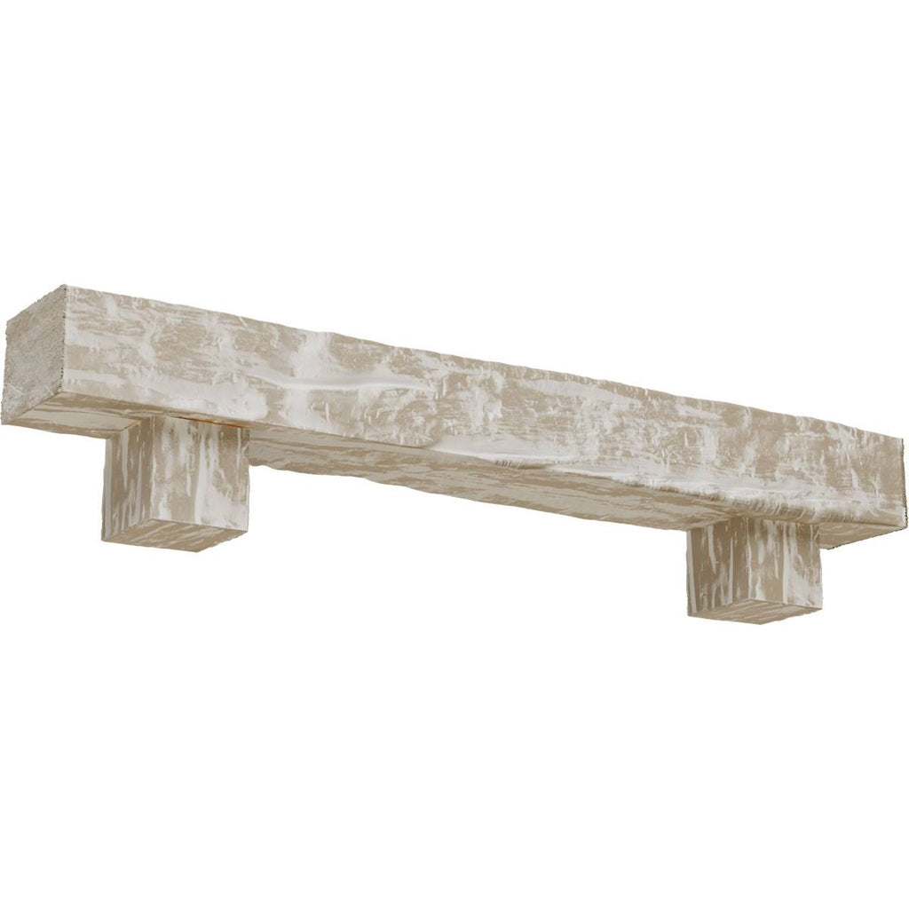 White Washed Faux Wood Fireplace Mantel Kit with Corbels E7734