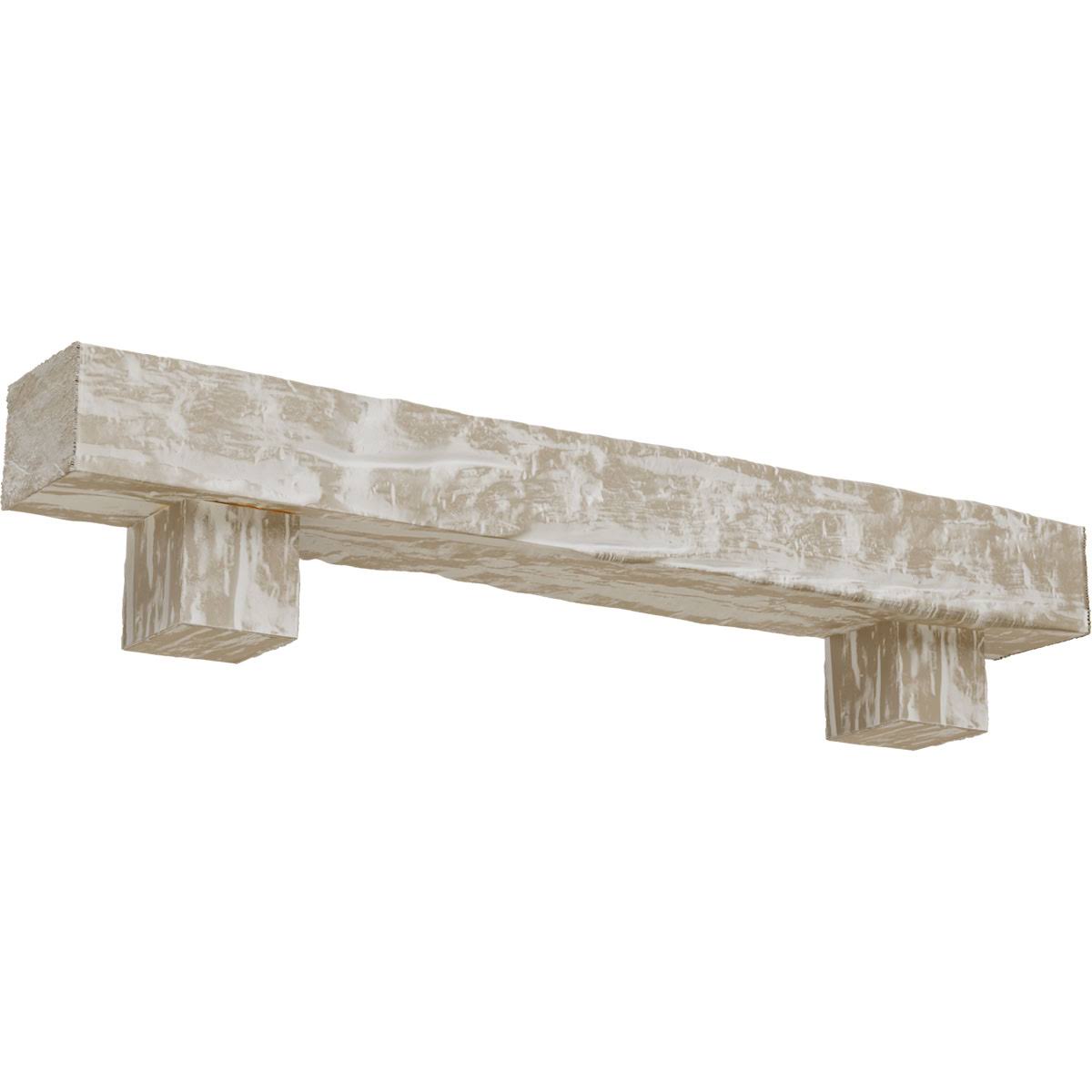 White Washed Faux Wood Fireplace Mantel Kit with Corbels E7734