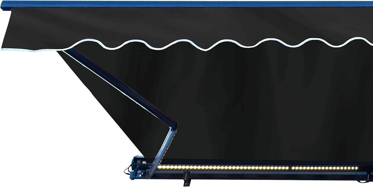 Motorized Retractable Patio Awning - 16 x 10 Feet - Multi-Striped Yellow Q5439