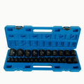 26 Piece 1/2 In Drive 6 Point Standard Impact Socket Set Deep Length Metric Sizes 10mm-36mm Storage Case I7726