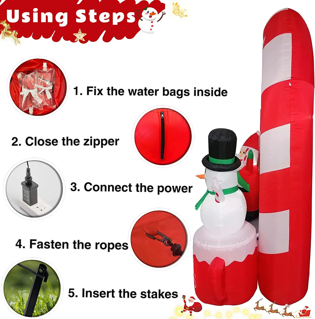 Inflatable Christmas Archway Decorations, 8 FT, LED Blow Up Outdoor Inflatables V575