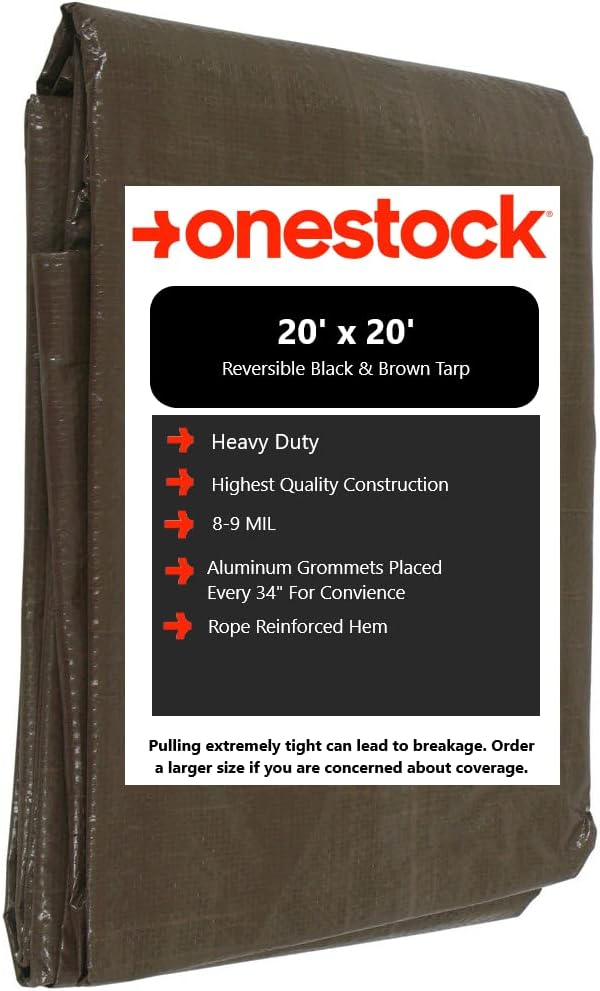 Brown/Black Heavy Duty Tarp, 8-9 Mil Thick, 18x24, Pack of 2 K526