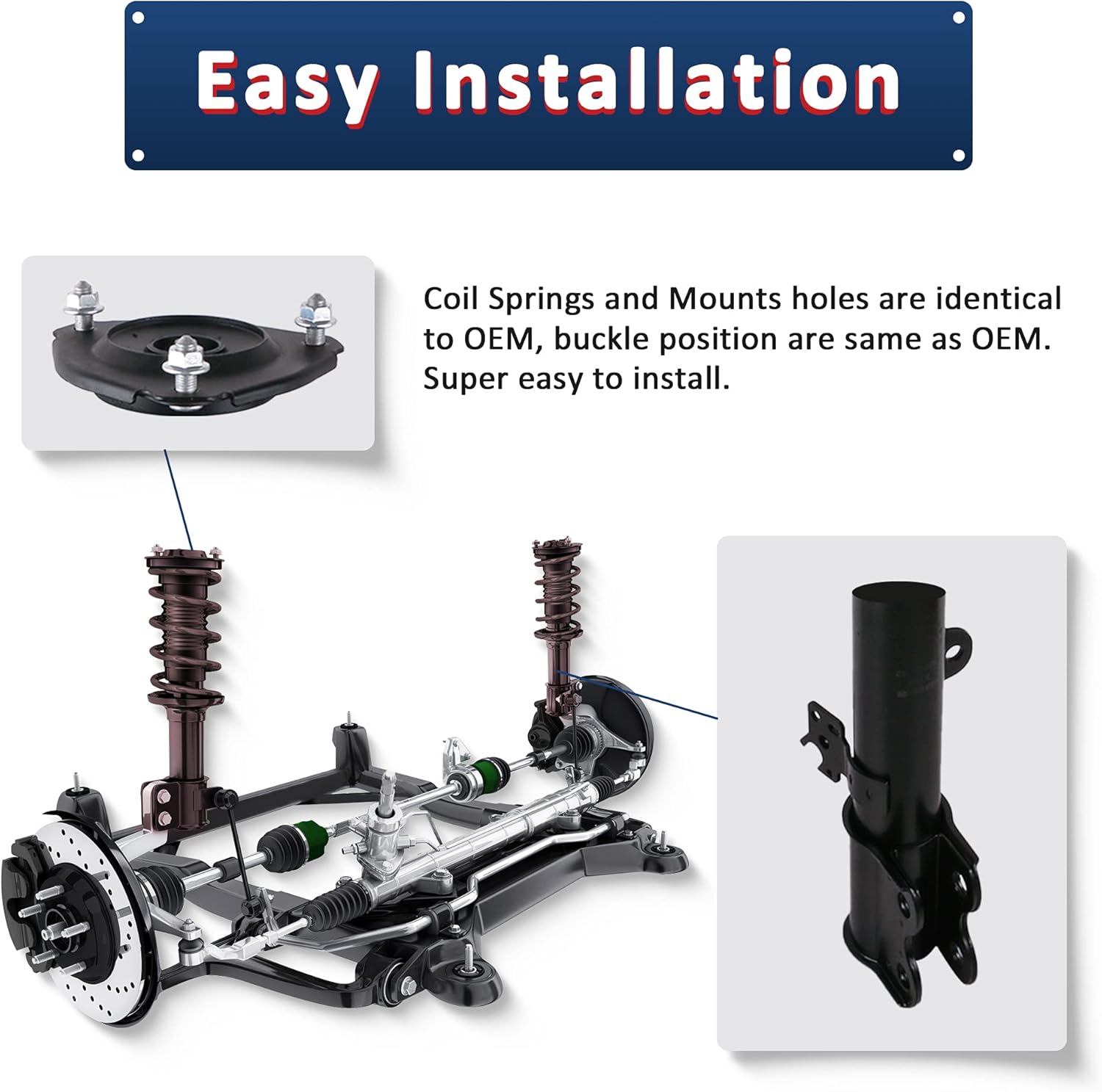 Rear Pair Complete Strut Assembly for 1992-1996 Toyota Camry E8801