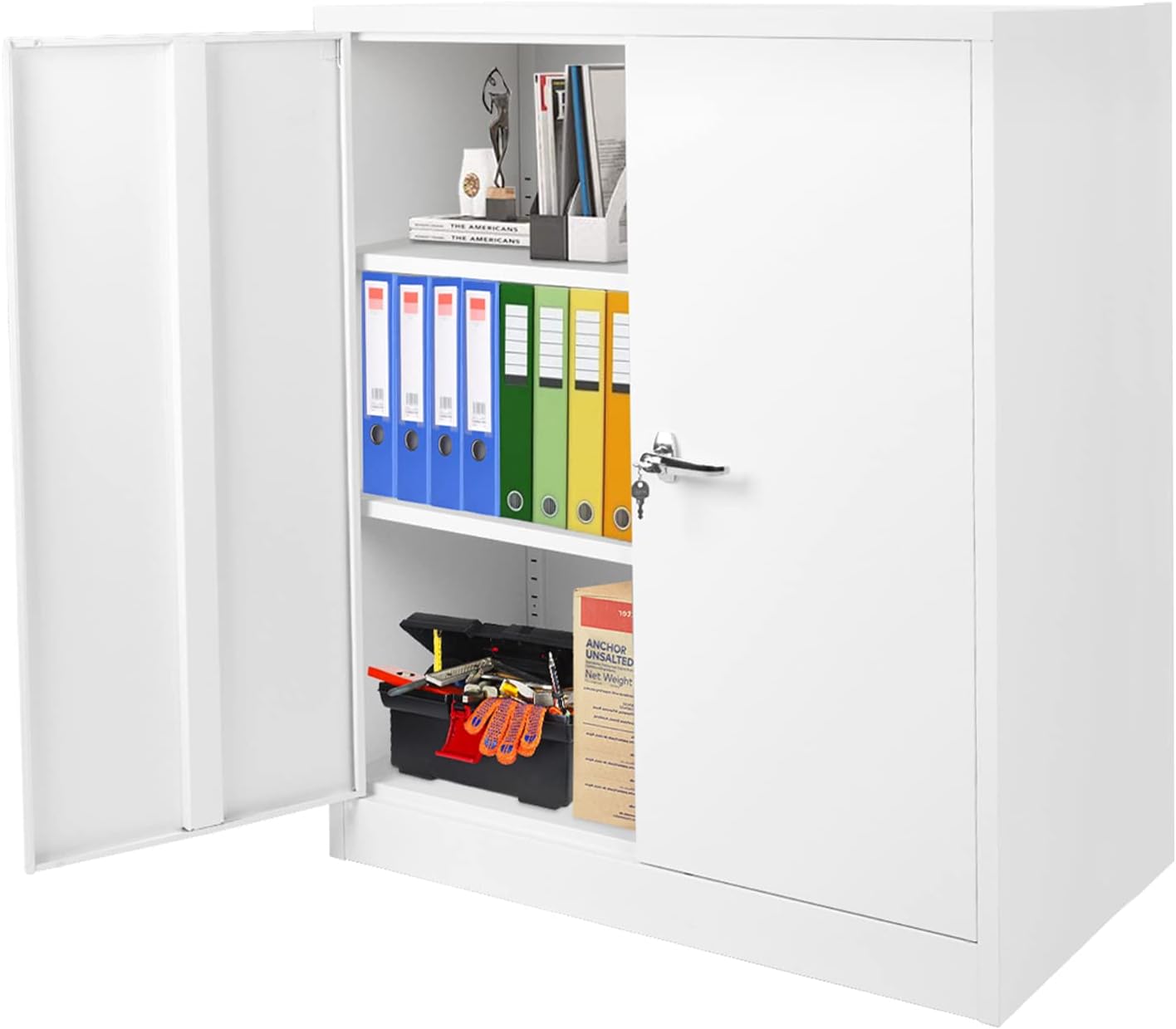Locking Metal Cabinet with 2 Doors, 4 Adjustable Shelves, 72” T5631