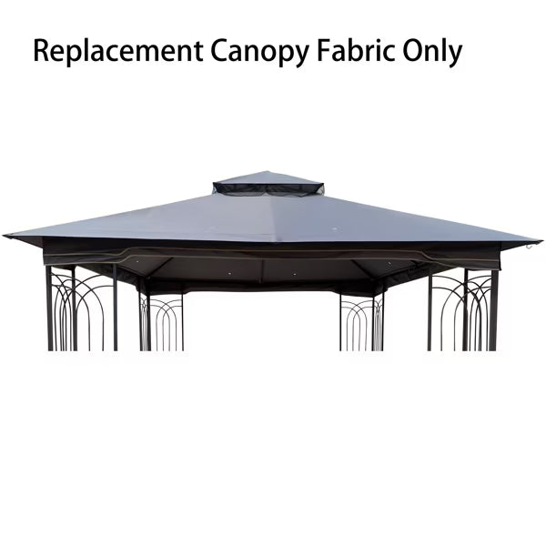 Gray 10 x 10 Ft Patio Gazebo Replacement Canopy Top Fabric B53884