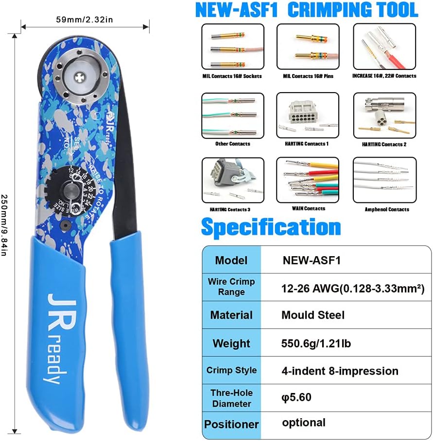 Crimping Tool Kit with 5 Adjustable Positioner for Heavy Duty Connector Q512266