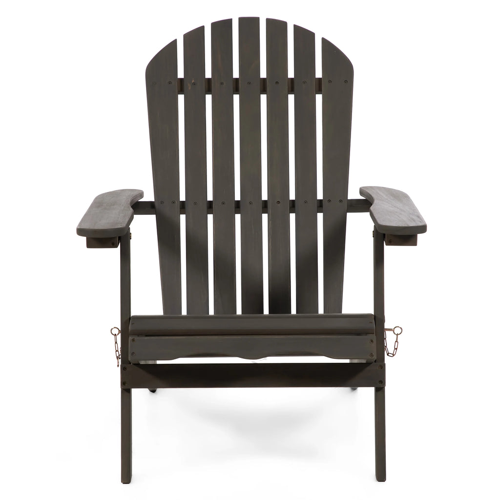 Weathered Gray Wood Foldable Patio Adirondack Chair Q55749