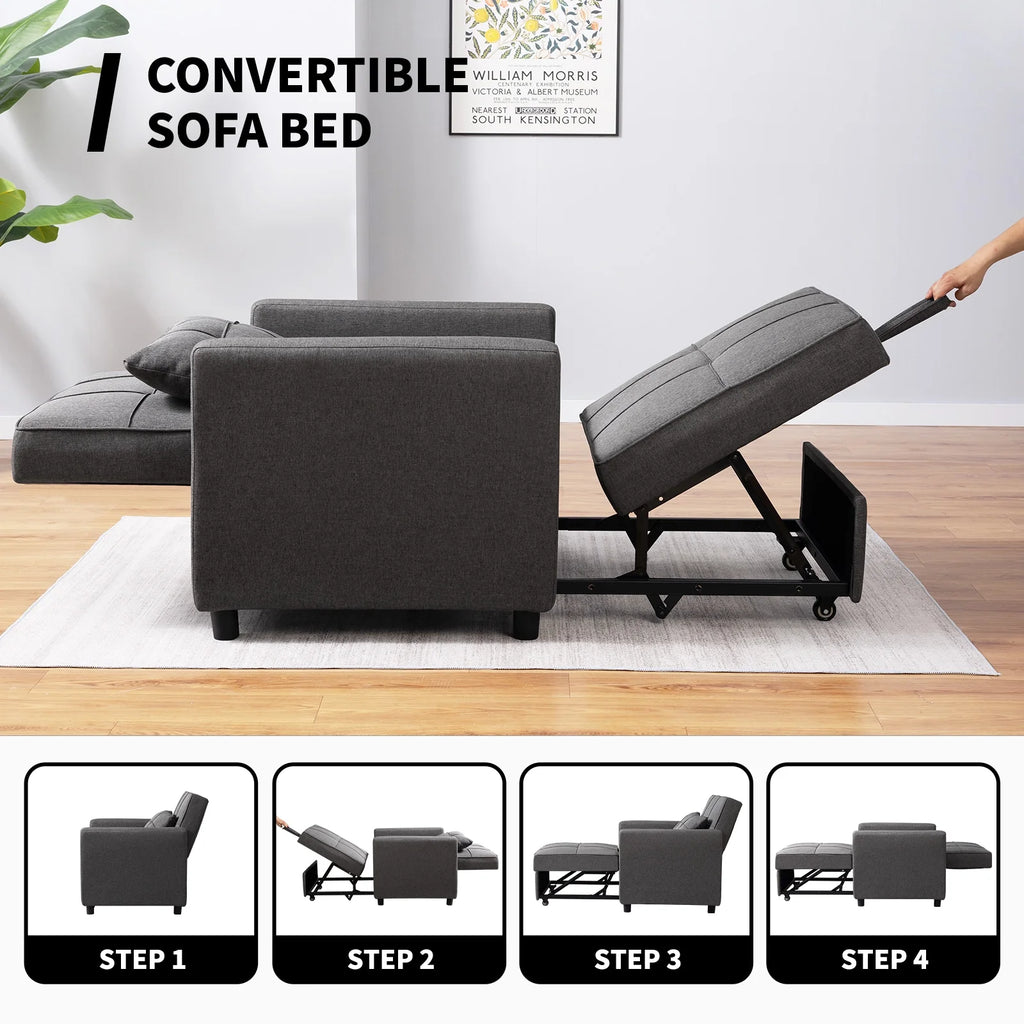 Single Sofa Bed with 3 Adjustable Inclinations, Dark Gray R846247