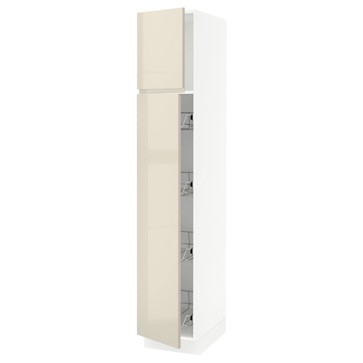White High Cabinet with Door and Wire Baskets X4778