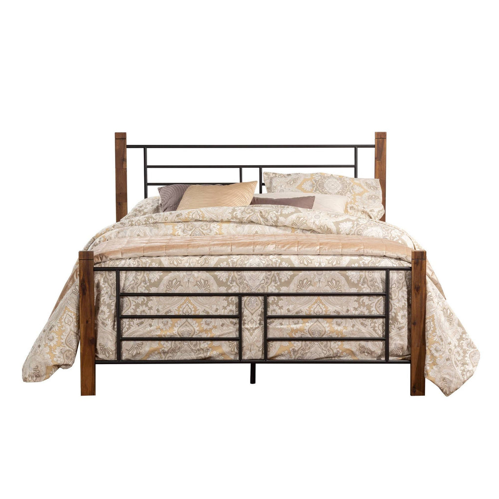 Queen Metal Bed with Wood Posts B616
