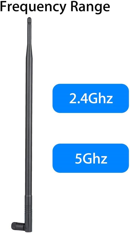 2X 10dBi Dual Band Omni Directional WiFi Bluetooth Antenna with RP-SMA Male Connector V1080