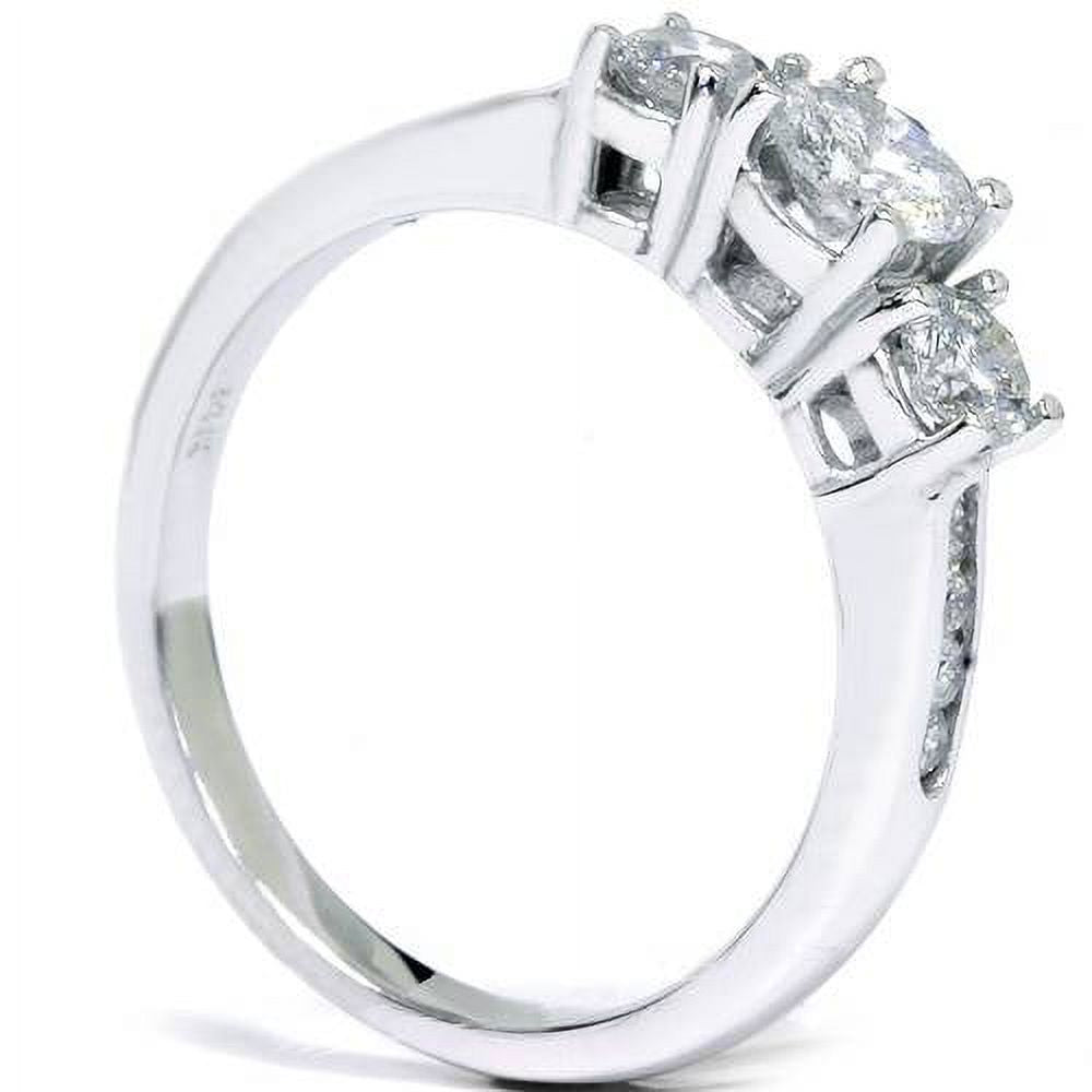 1ct 3-Stone Diamond Engagement Ring 14K White Gold E868