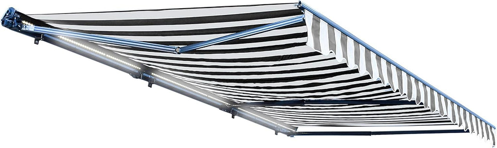 Motorized Retractable Patio Awning - 16 x 10 Feet - Multi-Striped Yellow Q5439