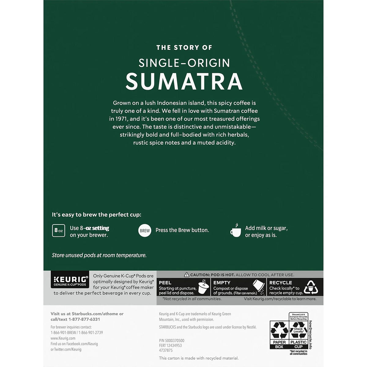Sumatra Single-Serve Coffee K-Cup, Carton Of 24 O100110