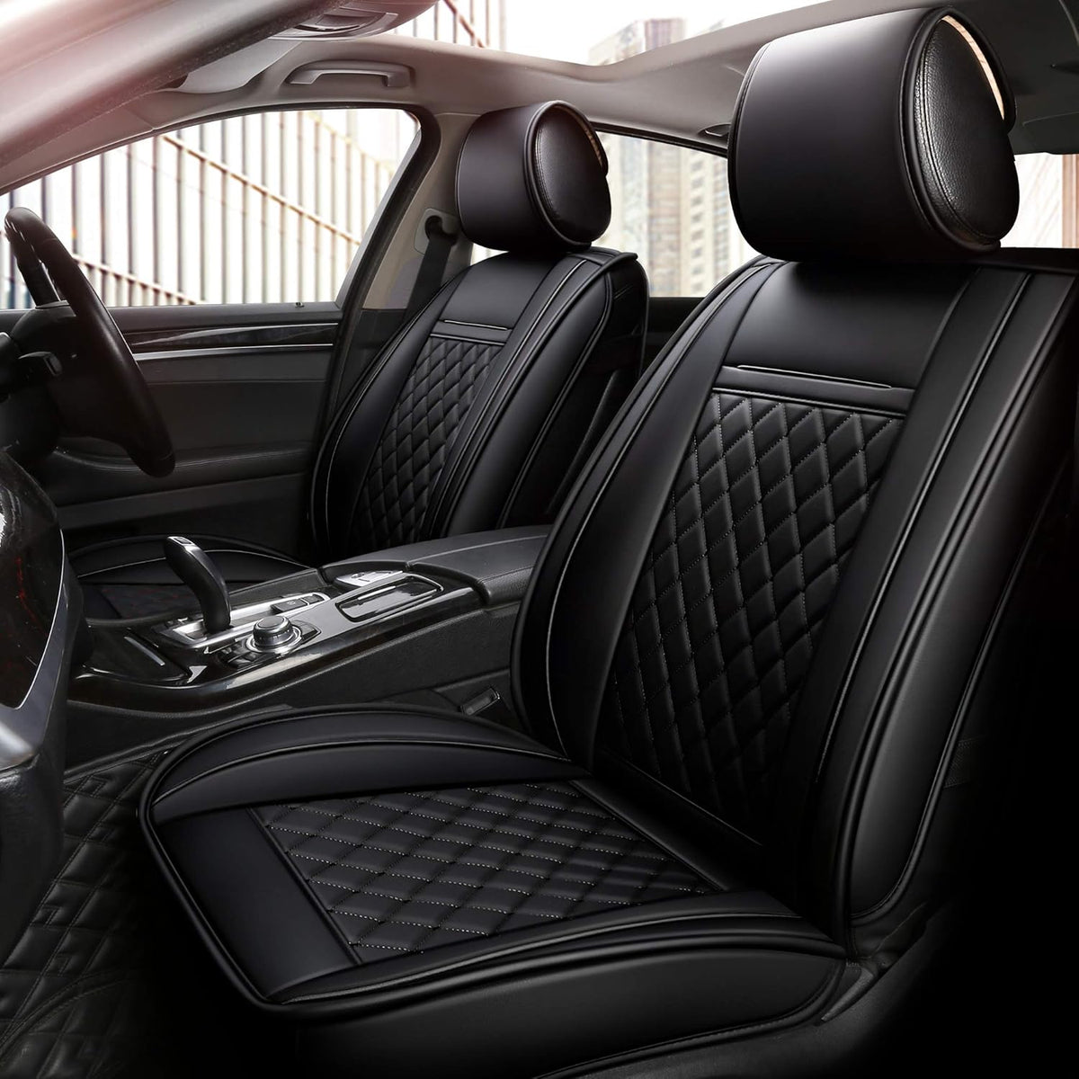Grey Grid Full Set Car Seat Cover A52826