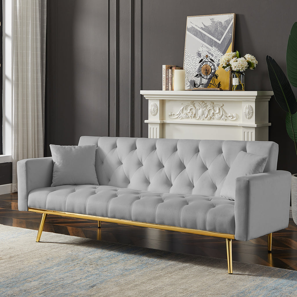 Grey Convertible Folding Futon Sofa Bed Z9629