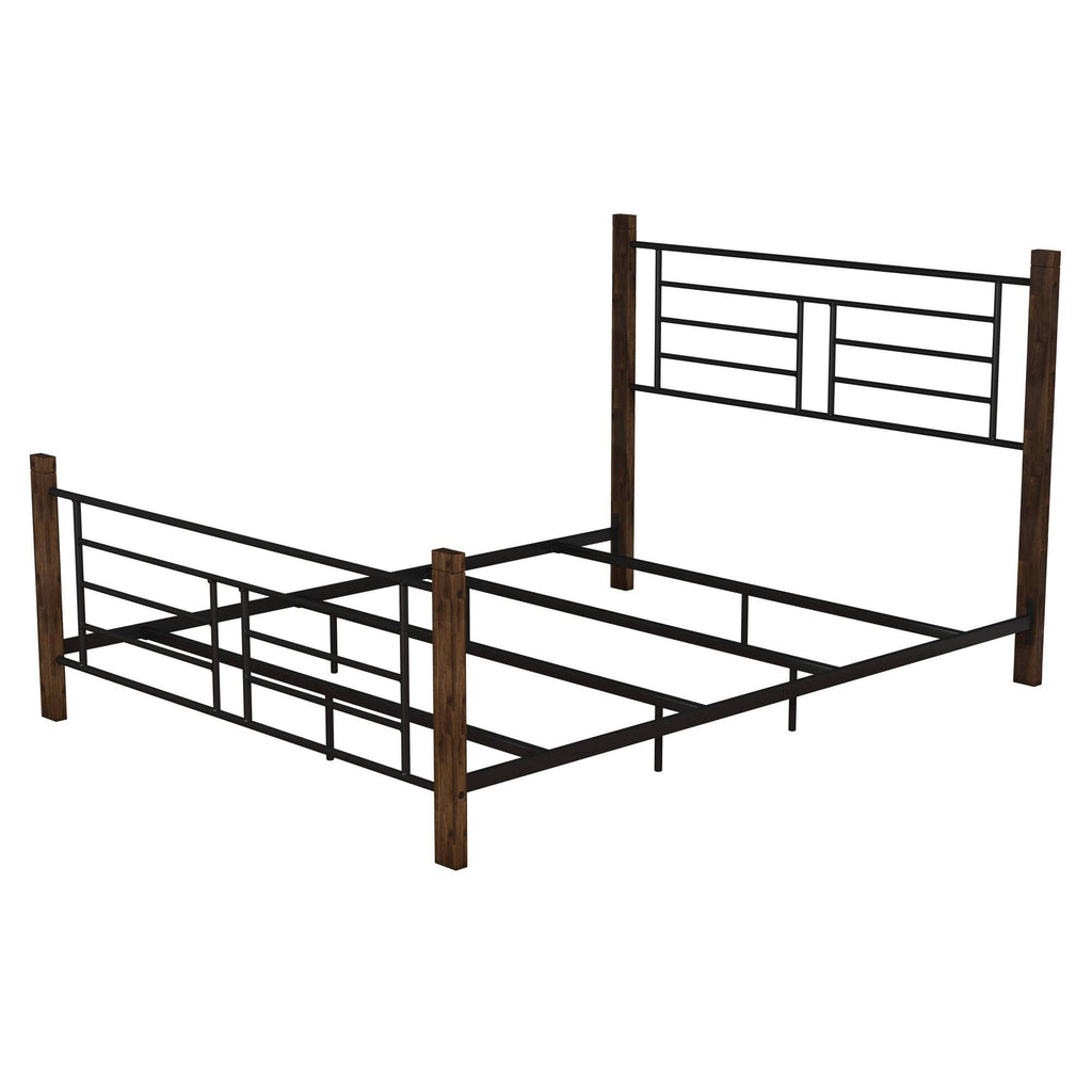 Queen Metal Bed with Wood Posts B616