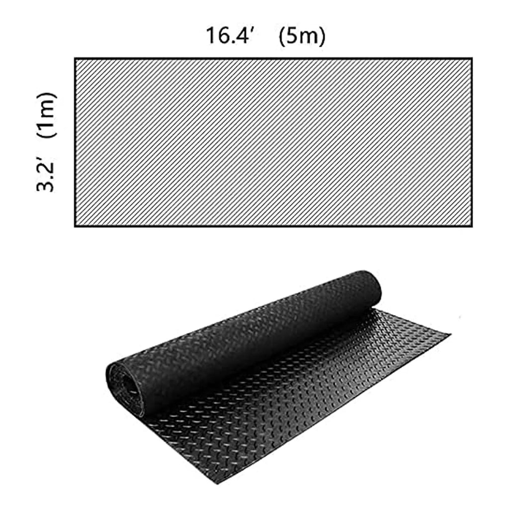 16.5ft x 3.3ft Heavy Duty Rubber Garage Floor Mat Roll Z665253