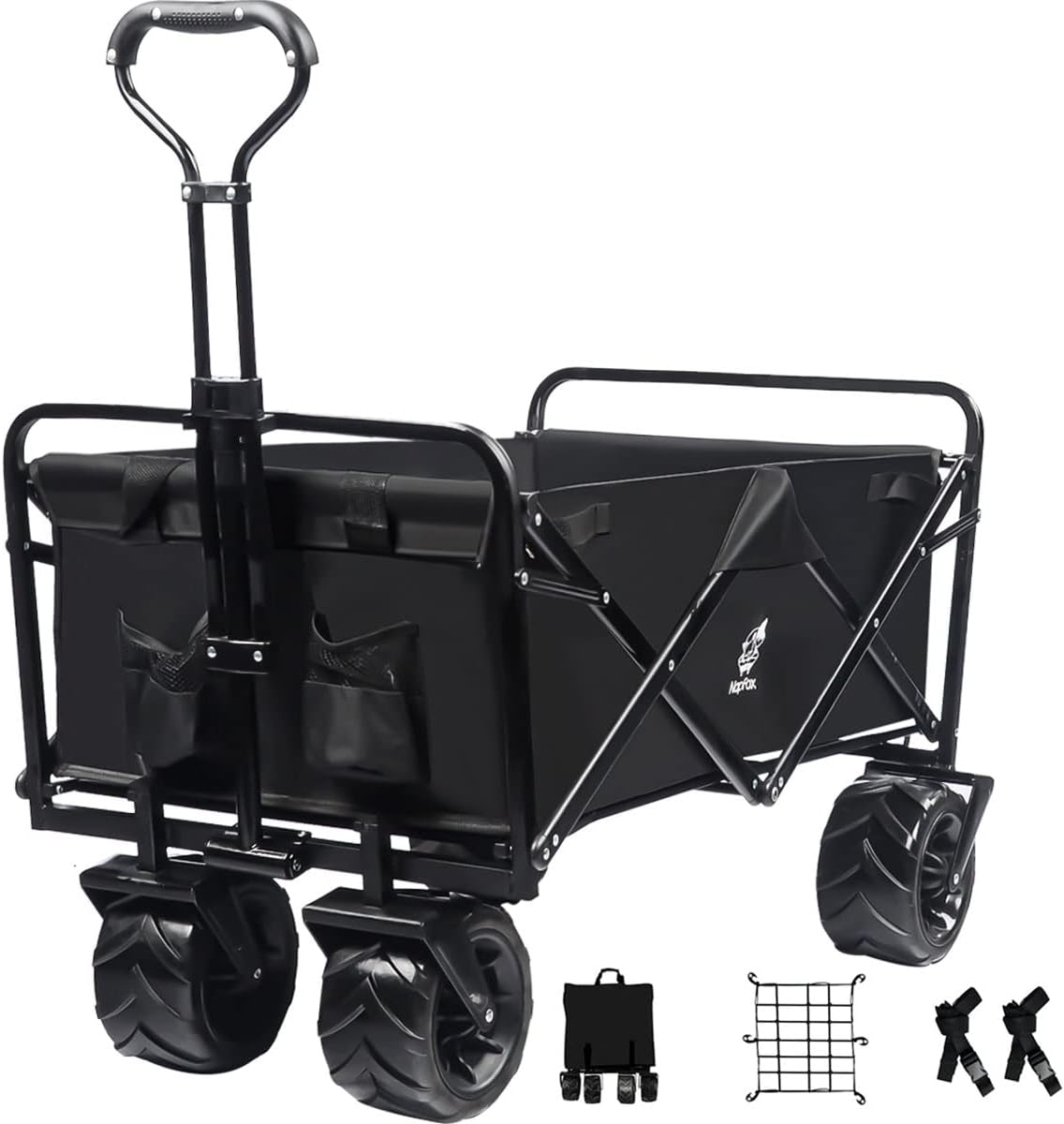 Black Heavy Duty Folding Utility Cart with Adjustable Handle O85560