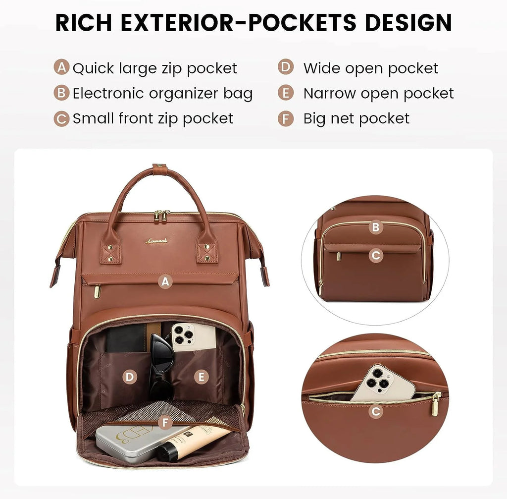 15.6" Pu Leather Laptop Backpack with USB Port W285