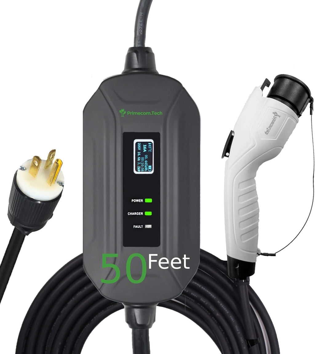 Portable Level 2 Electric Vehicle Charger, 16Amp, 30 Feet D90326