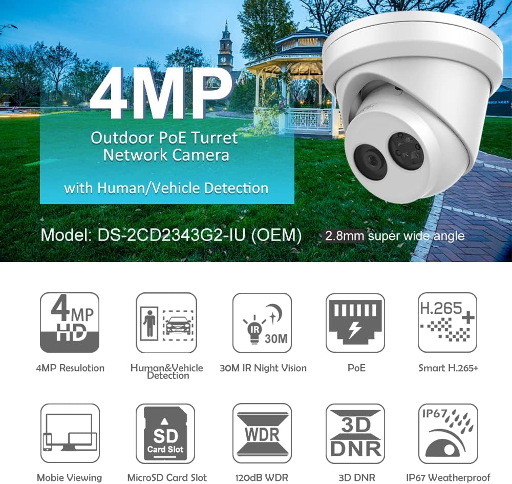 4MP Outdoor PoE Turret IP Camera with 2.8mm M12787