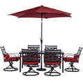 7-Piece Outdoor Patio Dining Set with 6 Swivel Rocker Chairs and Rectangle Table D509