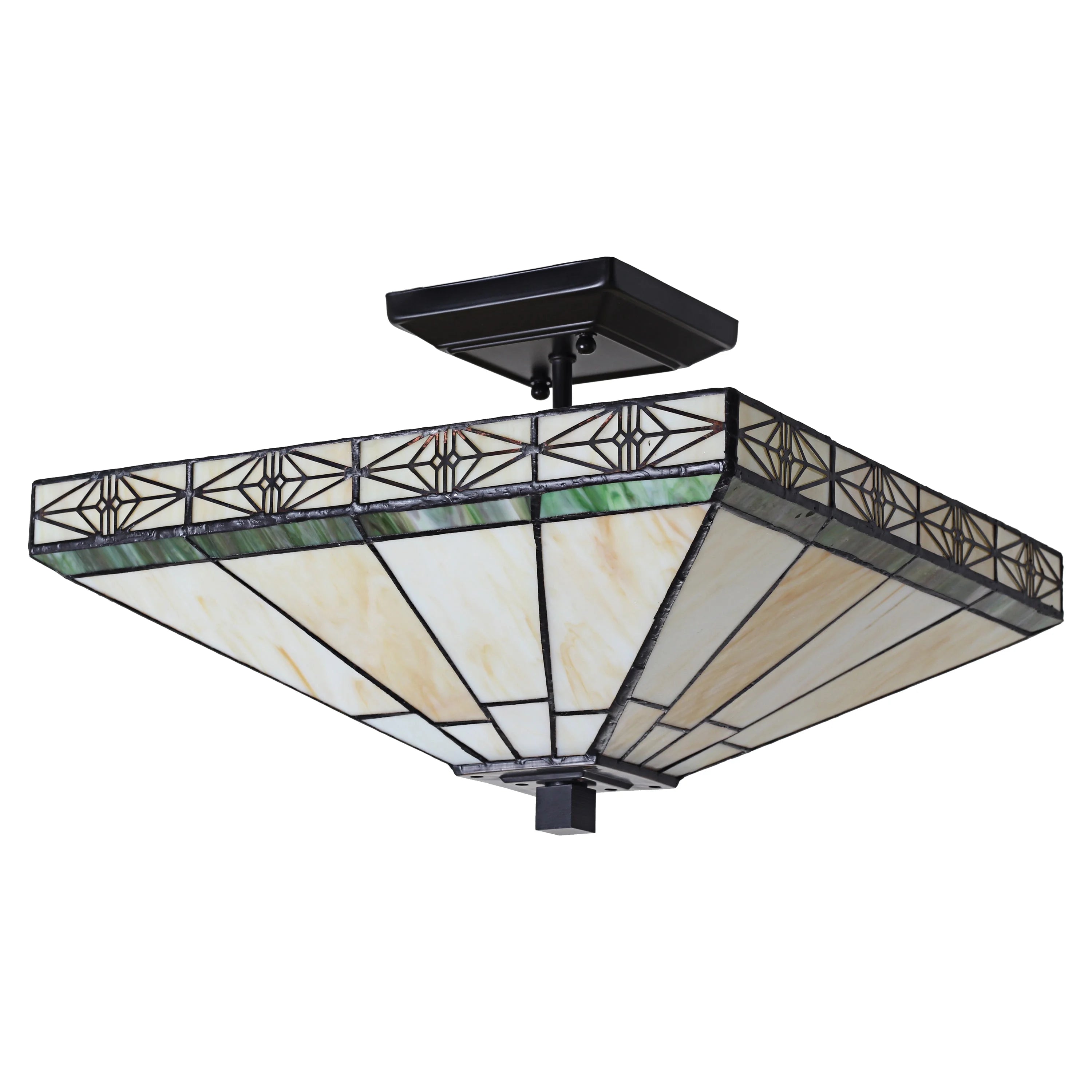 Tiffany-Style 2 Light Mission Semi-Flush Ceiling Fixture G152728