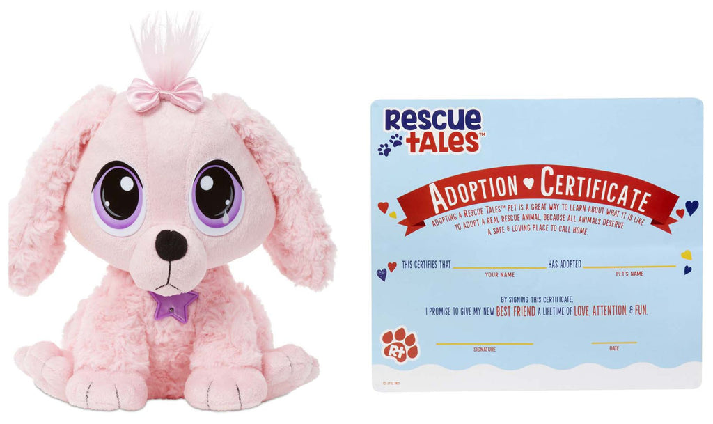 Pink Poodle Plush Pet Toy with Collar, Tag, Doghouse J5133
