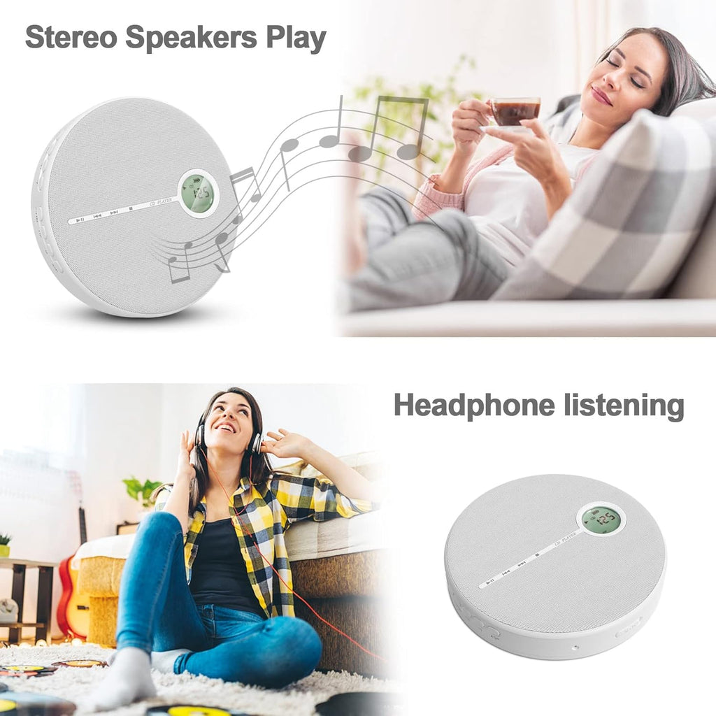 Rechargeable CD Player with Bluetooth, Gray, Pack of 2 W48863
