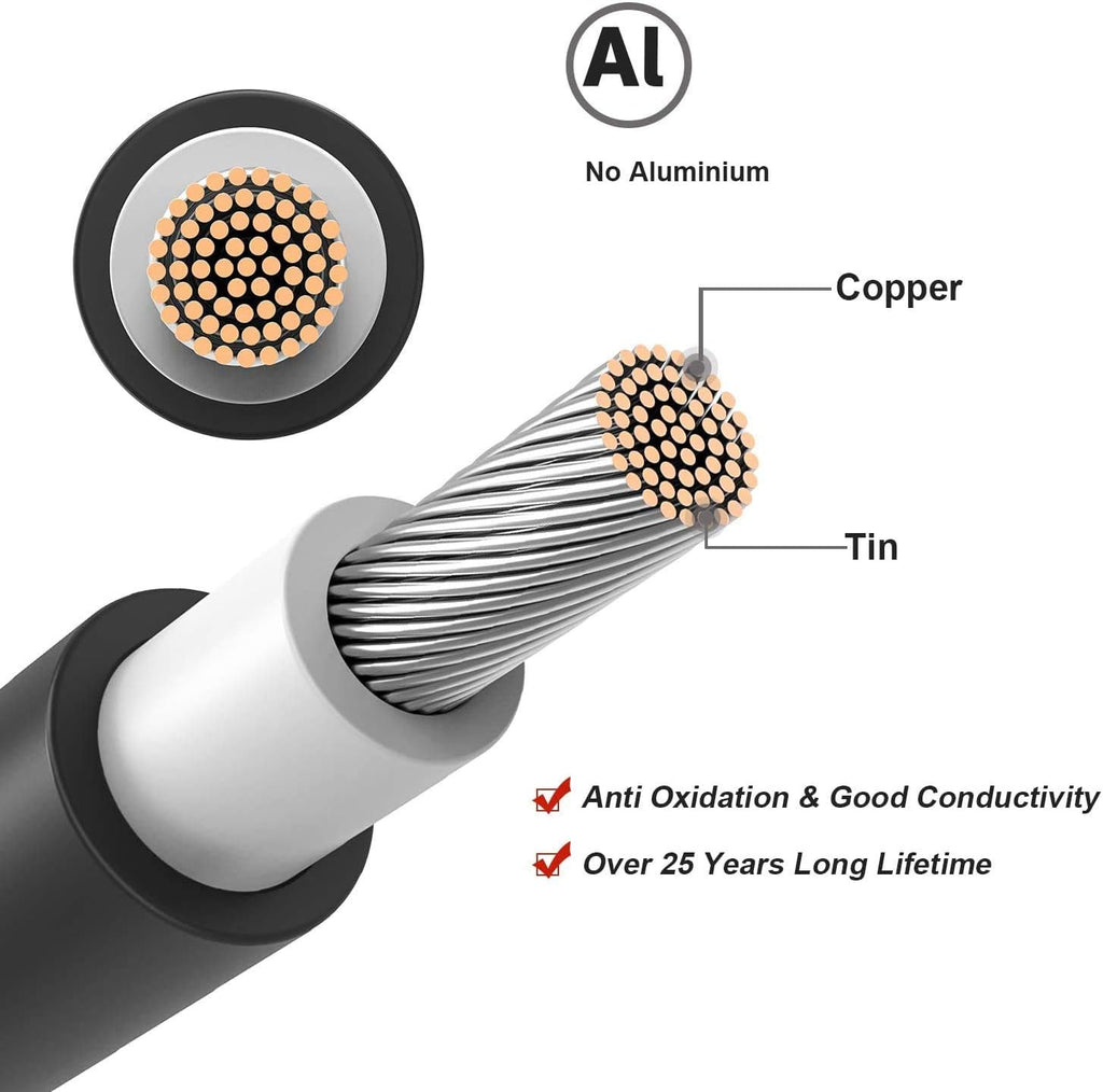 10AWG 20ft Solar Extension Cable with Female and Male Connectors, Pack of 2 S577