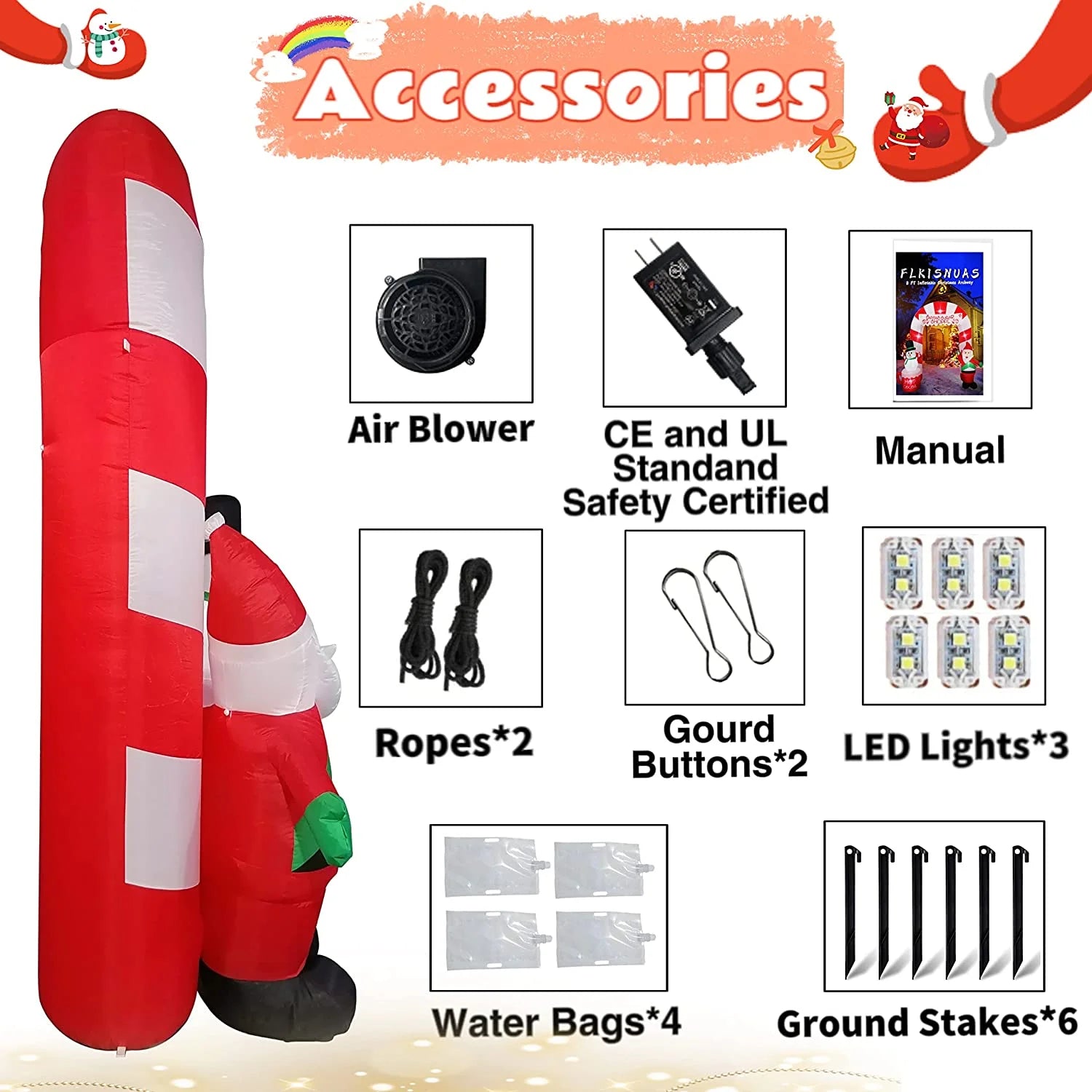 Inflatable Christmas Archway Decorations, 8 FT, LED Blow Up Outdoor Inflatables V575