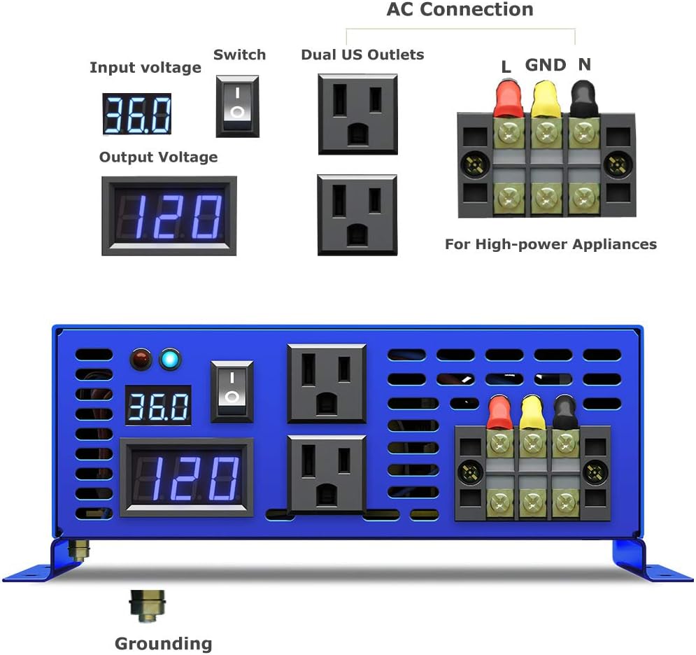 4000W Pure Sine Wave Power Converter with Wireless Remote Control O3547