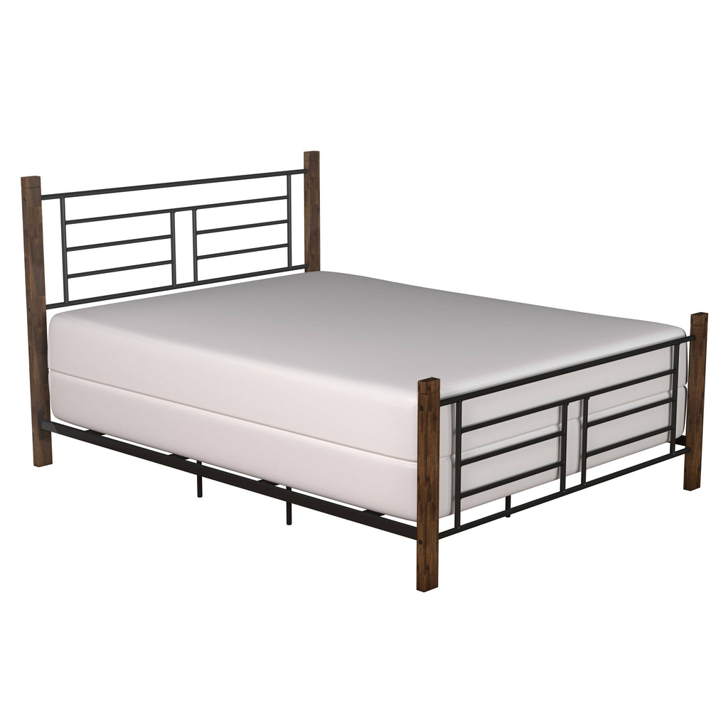 Queen Metal Bed with Wood Posts B616