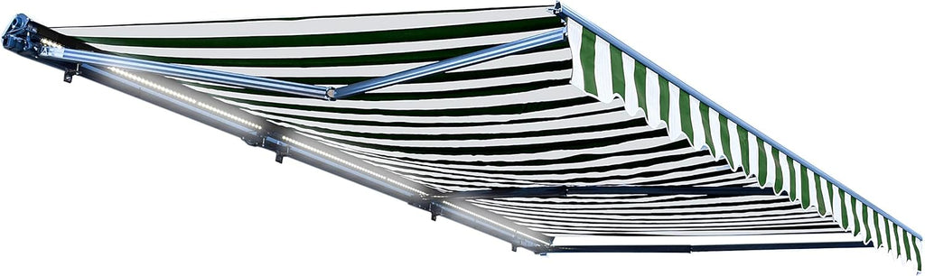 Motorized Retractable Patio Awning - 16 x 10 Feet - Multi-Striped Yellow Q5439