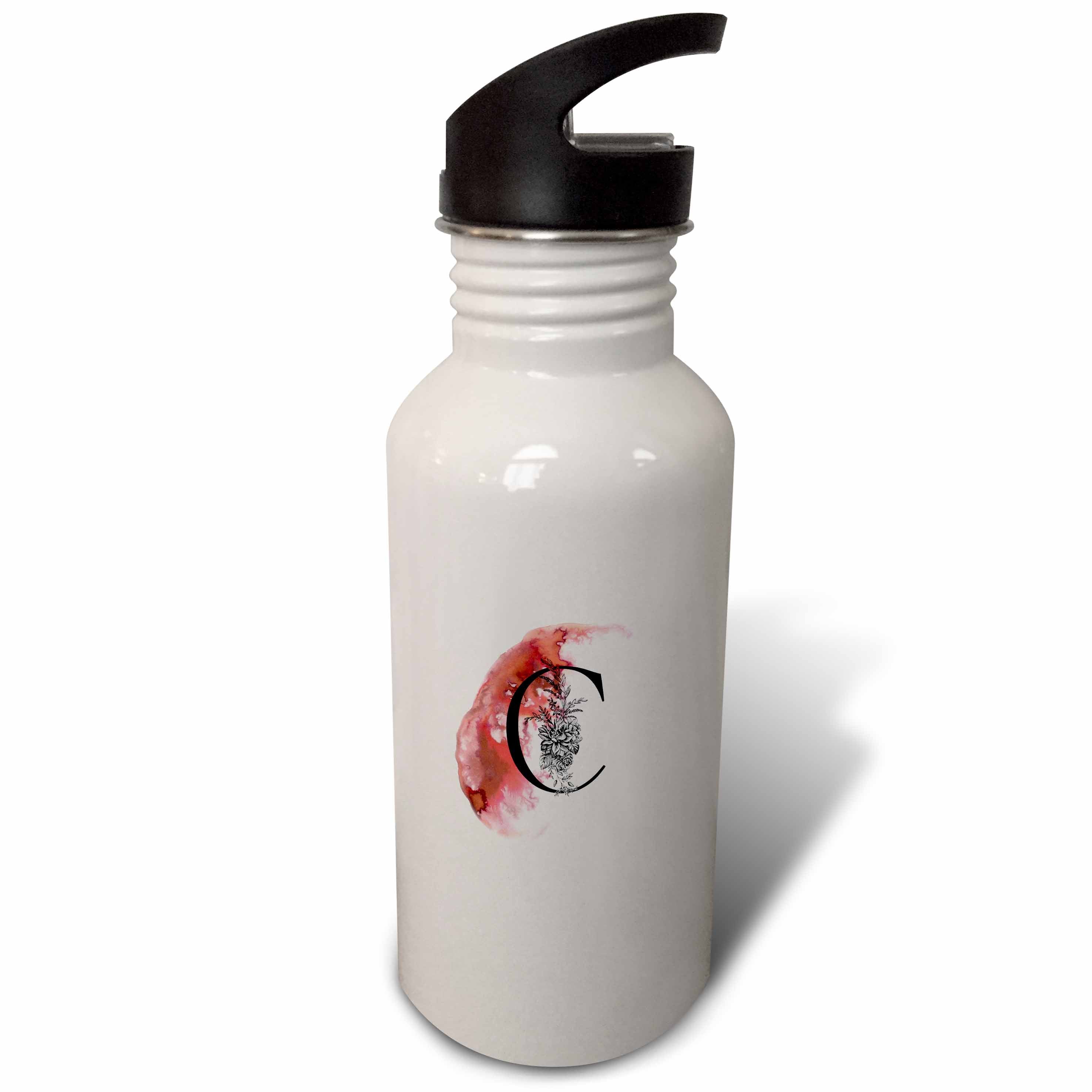 Vintage Floral Monogram Flip Straw 21oz Water Bottle O510043