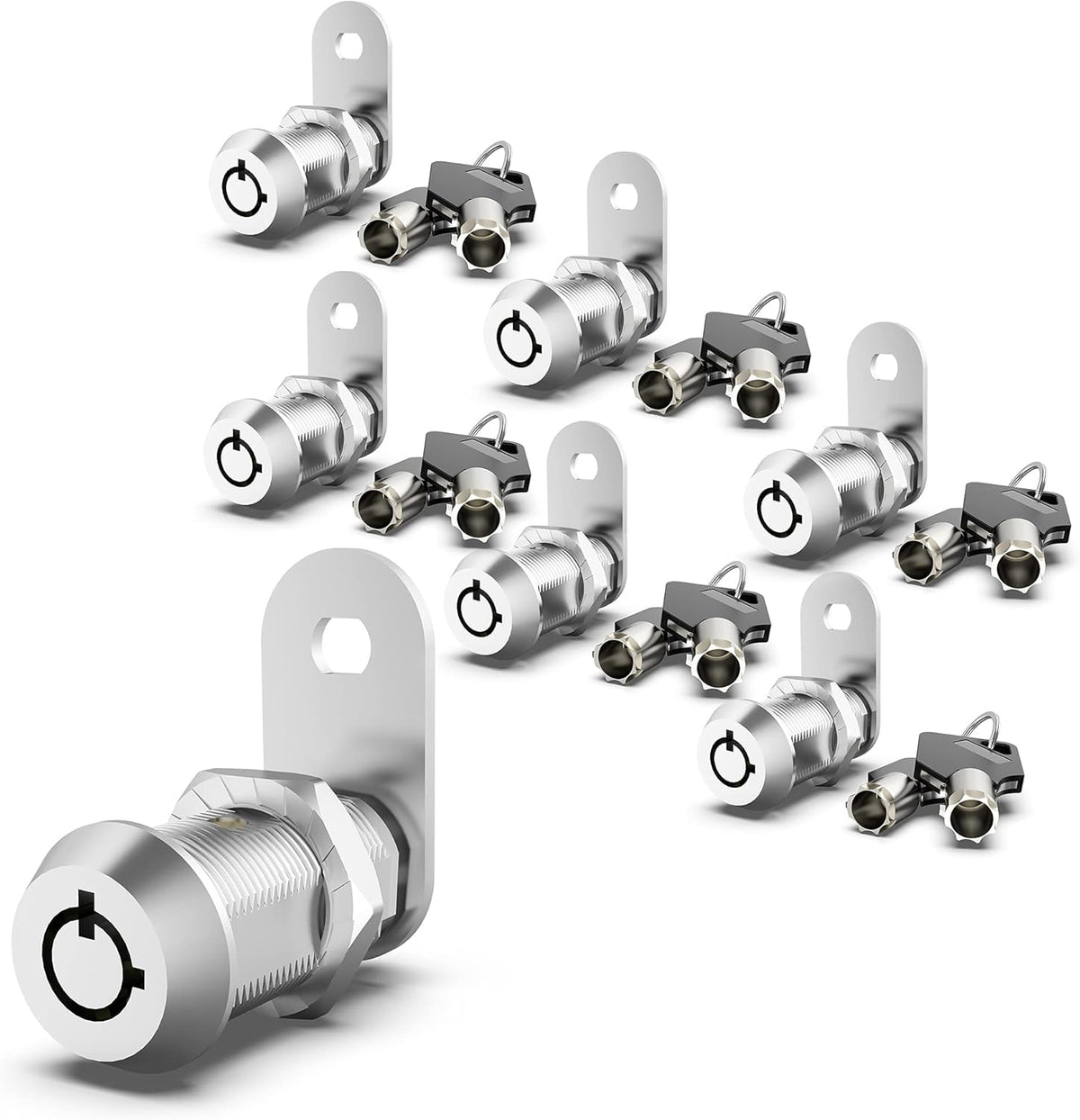 6 Pack Keyed Alike 1-1/8 Inch Zinc Alloy Cabinet Locks K82798