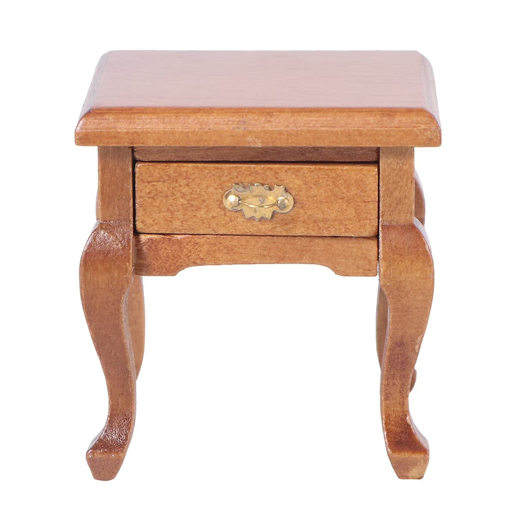 1:12 Walnut Colo Miniature Bedside Table Toy E131640