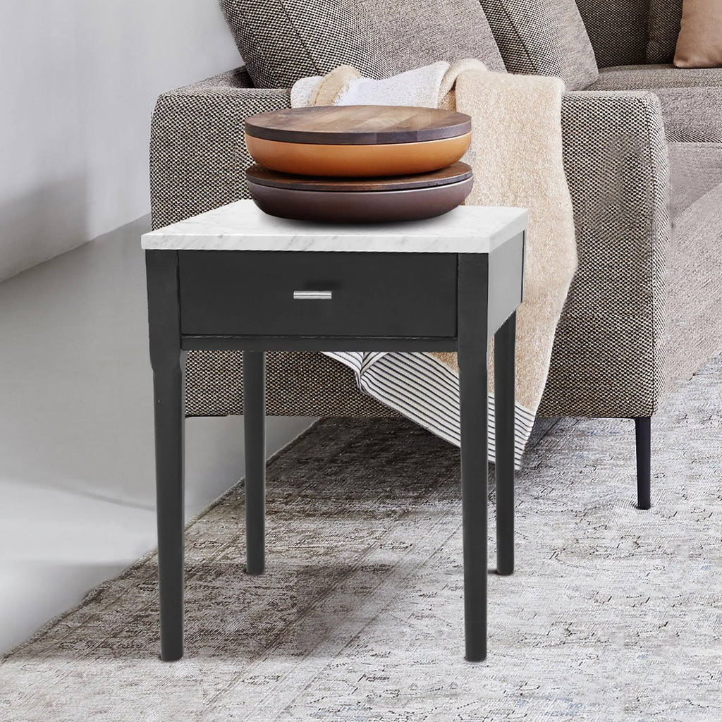 18x22 Square White Marble Side Table with Legs P5176