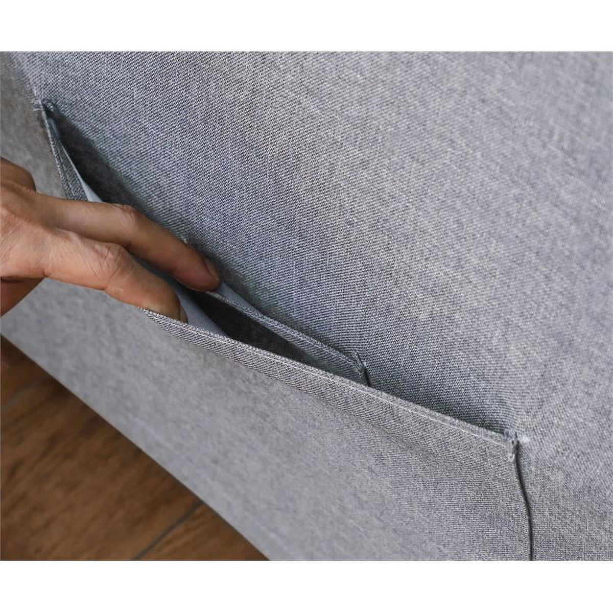 Light Gray Linen Fabric 3-in-1 Convertible Sleeper Loveseat S992896
