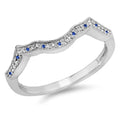 14K White Gold Blue Sapphire & White Diamond Wedding Band C732226