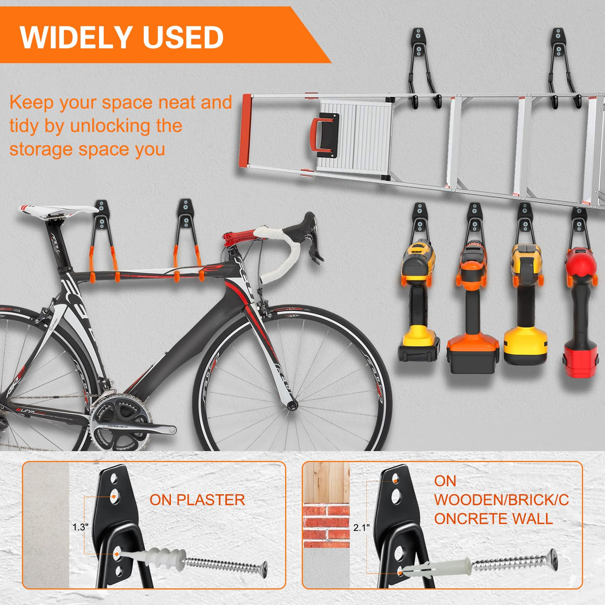 12 Packs Heavy Duty Steel Garage Storage Hooks with Tool Hangers J44051