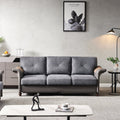 Dark Grey Linen Fabric Sofa with Wood Leg O316