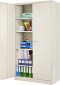 Locking Metal Cabinet with 2 Doors, 4 Adjustable Shelves, 72” T5631
