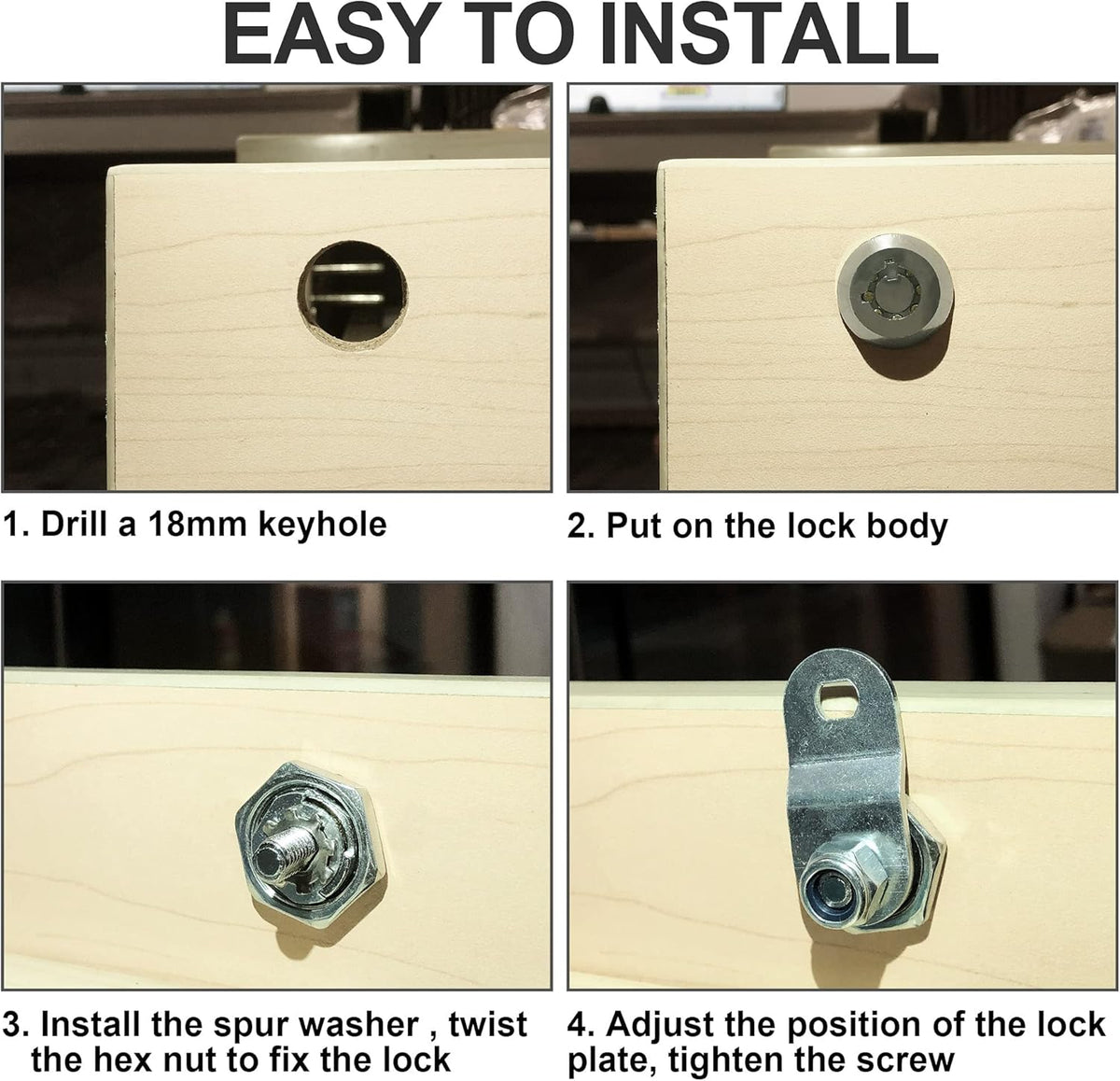 6 Pack Keyed Alike 1-1/8 Inch Zinc Alloy Cabinet Locks K82798