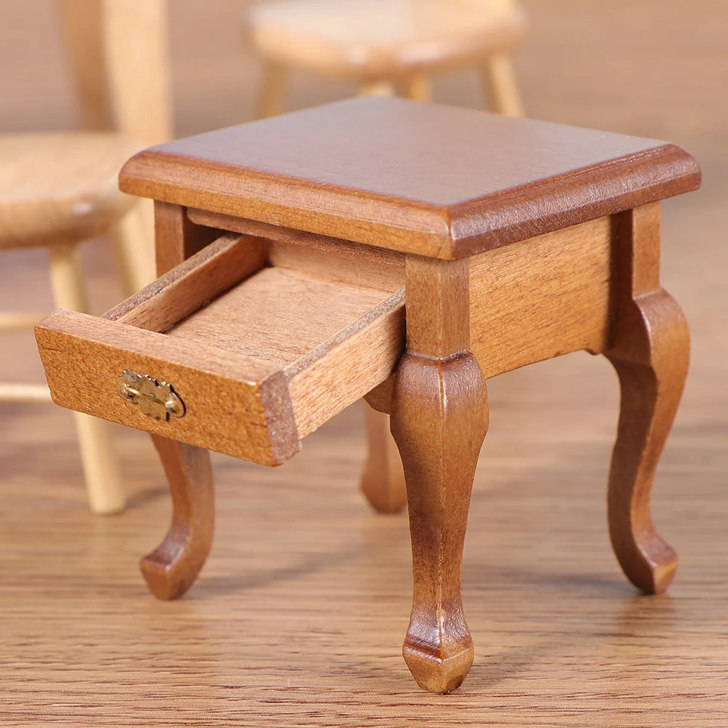 1:12 Walnut Colo Miniature Bedside Table Toy E131640