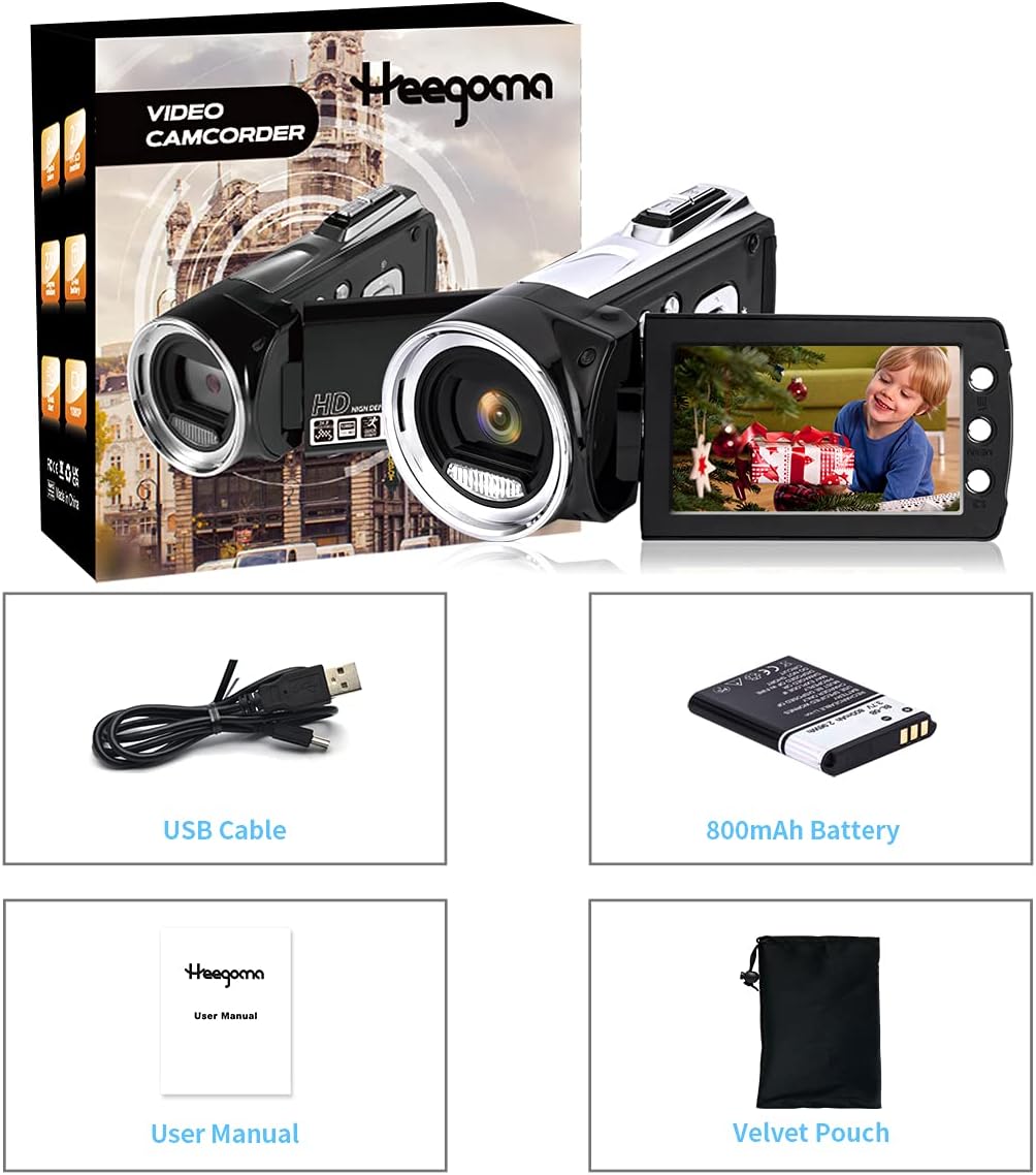 FHD 1080P 30FPS 24.0MP Digital Camcorder 2.7 Inch 270 Degree Rotation Screen Pack of 2 E100311